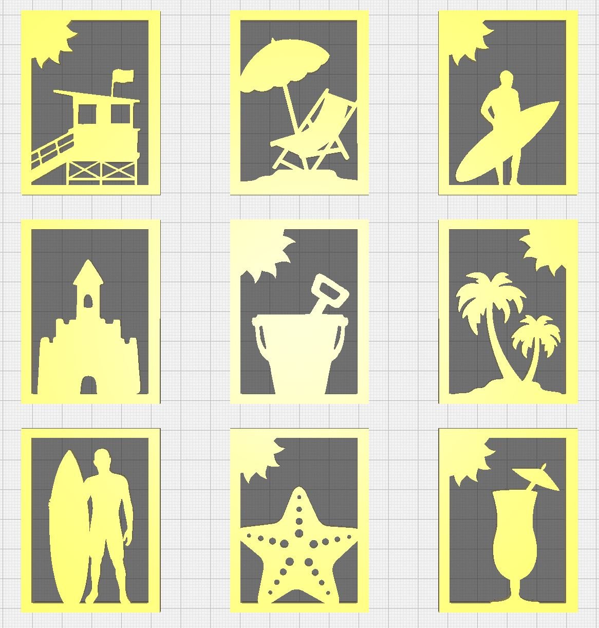 Summer Beach Lithophane Inserts