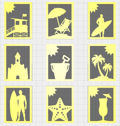 Summer Beach Lithophane Inserts